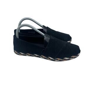 TOMS Alpargata Loafer Flats Black Slip On Leather Wrap Womens 7.5
